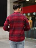 Şeritli Oduncu Fit Gömlek -  Kırmızı