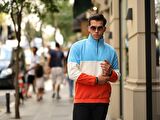 Parça Desen Yarım Fermuar Polar Sweatshirt Bebe Mavi/Ekru/Turuncu
