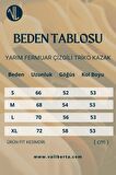 Yarım Fermuar Çizgili Triko Kazak - Mavi