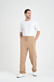Baggy Kalıp Müslin Kumaş Pantolon - Tiramisu