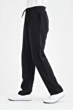 Baggy Kalıp Müslin Kumaş Pantolon - Siyah