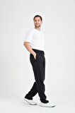Baggy Kalıp Müslin Kumaş Pantolon - Siyah