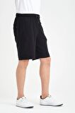 Duble Paça Müslin Kumaş Şort - Siyah