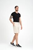 Duble Paça Müslin Kumaş Şort - Açık Bej
