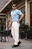 Rahat Kalıp Beli Lastikli Baggy  Pantolon - Ekru