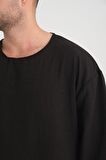Bisiklet Yaka Fakir Kol Oversize Kısa Kol T-shirt - Siyah