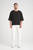 Bisiklet Yaka Fakir Kol Oversize Kısa Kol T-shirt - Siyah