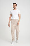 Aerobin Keten Baggy Kalıp Pantolon - Bej