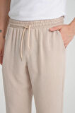Aerobin Keten Baggy Kalıp Pantolon - Bej