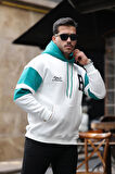 Sportif Şerit Detaylı Şardonlu Kapüşonlu Sweatshirt - Ekru