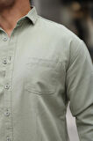 Tek Cepli Oversize Gabardin Kumaş Erkek Gömlek - Açık Yeşil
