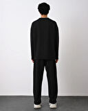 Premium Desenli Lastikli Jogger Pantolon - Siyah