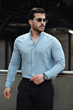 Bien Pamuk Keten Erkek Gömlek - Sis Mavi