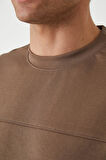 Panel Detaylı Basic Oversize Erkek T-Shirt - Kahve