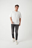 Panel Detaylı Basic Oversize Erkek T-Shirt - Ekru
