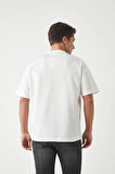 Panel Detaylı Basic Oversize Erkek T-Shirt - Ekru