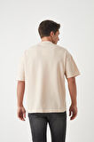 Panel Detaylı Basic Oversize Erkek T-Shirt - Bej