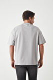 Panel Detaylı Basic Oversize Erkek T-Shirt - Gri