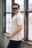Yarım Fermuar Tek Cepli Erkek T-Shirt - Bej