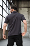 Yarım Fermuar Tek Cepli Erkek T-Shirt - Siyah