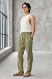 Hafif ve Rahat Müslin Baggy Erkek Pantolon - Haki