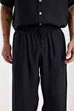 Modal Kumaş Rahat Kalıp Düz Paça Jogger Erkek Pantolon - Siyah