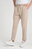 Premium Oxford Örme Regular Fit Duble Paça Erkek Pantolon- Bej