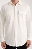 Nova Pike Kumaş Regular Kalıp Çift Cepli Erkek Gömlek - Ekru
