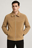 Dreyer Fitilli Kadife Kumaş Fileto Cepli Fermuarlı Erkek Ceket - Bej