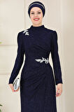 Masal Tesettür Abiye Lacivert