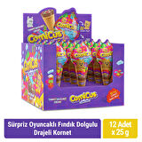Comicus Sürpriz Oyuncaklı Fındık Dolgulu Drajeli Kornet 25gr x 12 adet