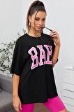 Kadın Oversize Babe Baskılı Salaş Kesim T-shirt