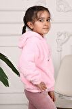 Kız Çocuk Smile Nakışlı Kapüşonlu Peluş Sweatshirt
