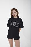 Unisex Oversize Celestial Baskılı Sarı T-shirt