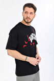 Oversize Social Yazılı Siyah T-shirt