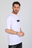 Oversize Logo Ve Istanbul Yazılı Beyaz T-shirt