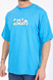 Oversize Smurfs Yazılı Mavi T-shirt