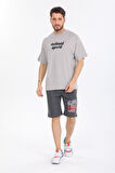 Oversize Actual Sport Yazılı Gri T-shirt