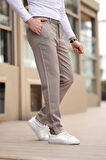 Çizgili Kumaş Vizon Jogger Pantolon