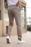 Çizgili Kumaş Vizon Jogger Pantolon