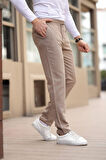 Düğmesiz Düz Kumaş Vizon Jogger Pantolon