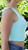 Kadın Bebe Mavisi Basic Ribana Atlet Crop – Likralı Spor Üst