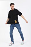 Oversize Minimal Tasarım Detaylı Siyah T-shirt