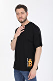 Oversize Minimal Tasarım Detaylı Siyah T-shirt