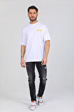 Oversize New Age Yazılı Beyaz T-shirt