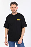Oversize New Age Yazılı Siyah T-shirt