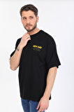 Oversize New Age Yazılı Siyah T-shirt