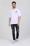 Oversize Mickey Mouse Logolu Beyaz T-shirt