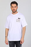 Oversize Mickey Mouse Logolu Beyaz T-shirt