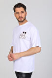 Oversize Mickey Mouse Logolu Beyaz T-shirt